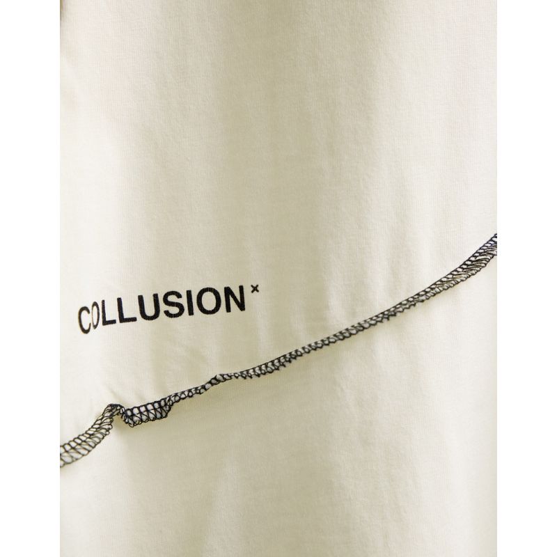 COLLUSION - T-shirt oversize beige con cuciture