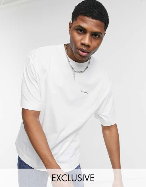 COLLUSION - T-shirt oversize con logo stampato écru