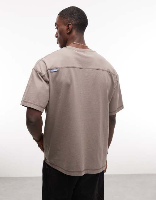 COLLUSION - T-shirt oversize coupe carrée à coutures plates - Moka, 5 de 5