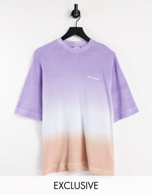 COLLUSION - T-shirt oversize in tessuto piqué multicolore sfumato