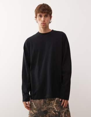 COLLUSION - T-shirt oversize style skate à manches longues - Noir