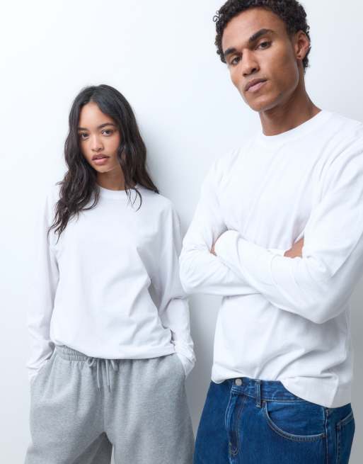 COLLUSION t-shirt oversize unisexe à manches longues blanc, 4 de 5
