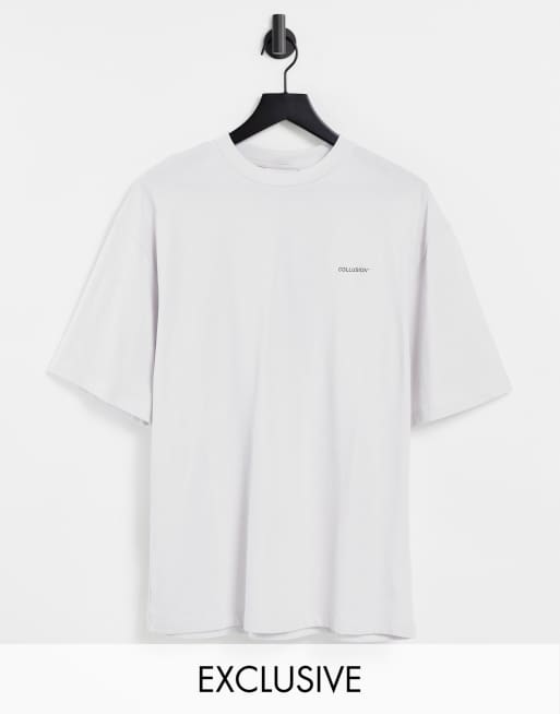 COLLUSION – T-shirt oversize w kolorze złamanej bieli z logo