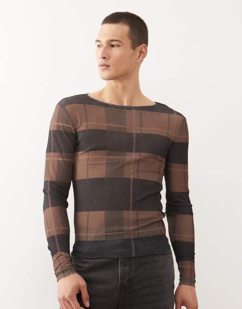 COLLUSION - T-shirt slim fit a maniche lunghe in rete a quadri - view 1