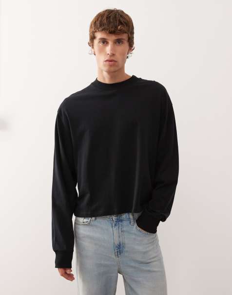 COLLUSION - T-shirt squadrata a maniche lunghe nera - view 1