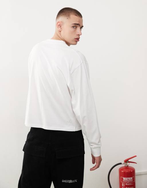COLLUSION long sleeve boxy t-shirt in white