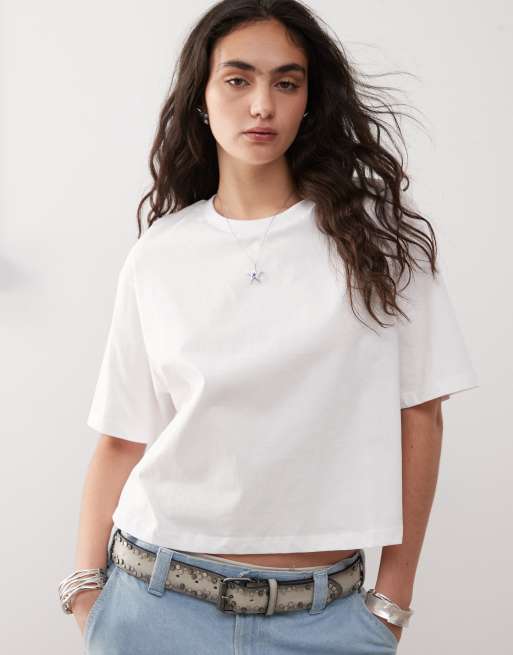 COLLUSION - T-shirt squadrata bianca