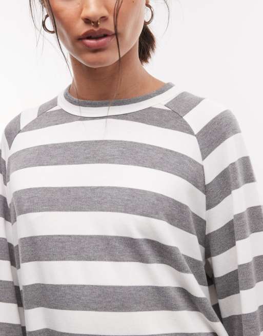 COLLUSION T-shirt squadrata raglan a righe, 3 di 4