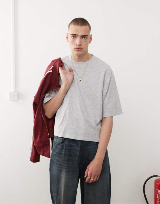 COLLUSION - T-shirt squadrata vestibilità comoda color grigio mélange