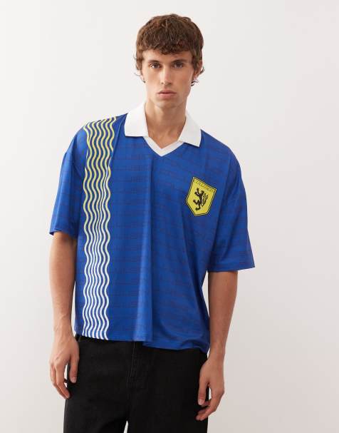 COLLUSION - T-Shirt stile football blu navy - view 1