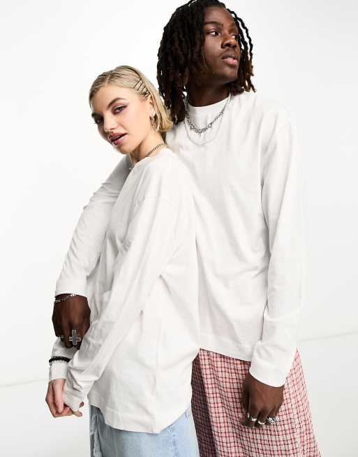 COLLUSION - T-shirt unisex a maniche lunghe bianca, 4 di 4