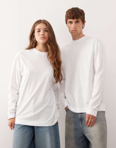 COLLUSION - T-shirt unisex a maniche lunghe bianca - view 1