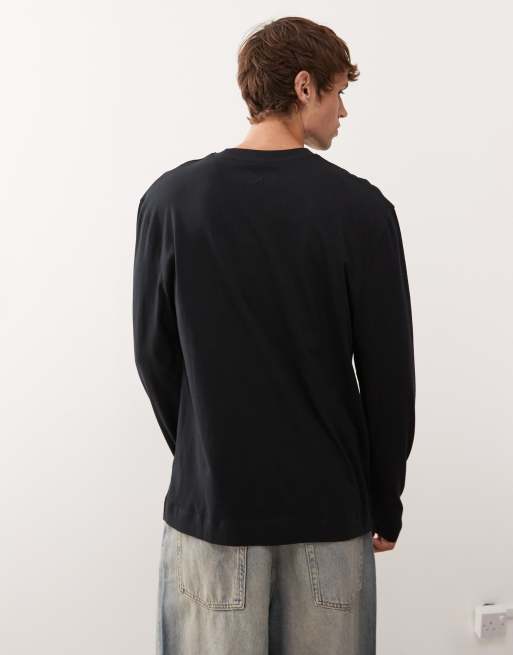 COLLUSION - T-shirt unisex a maniche lunghe nera, 2 di 4