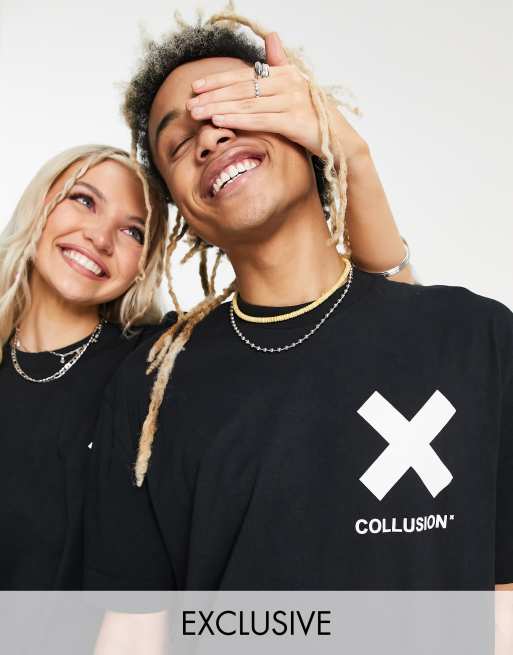 COLLUSION - T-shirt unisex nera con logo
