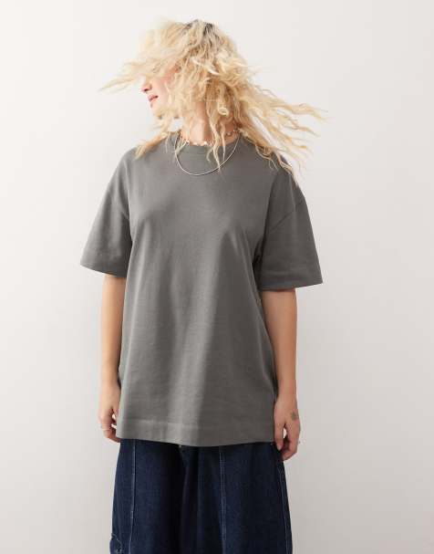COLLUSION - T-shirt van zware stof in antracietgrijs - view 1