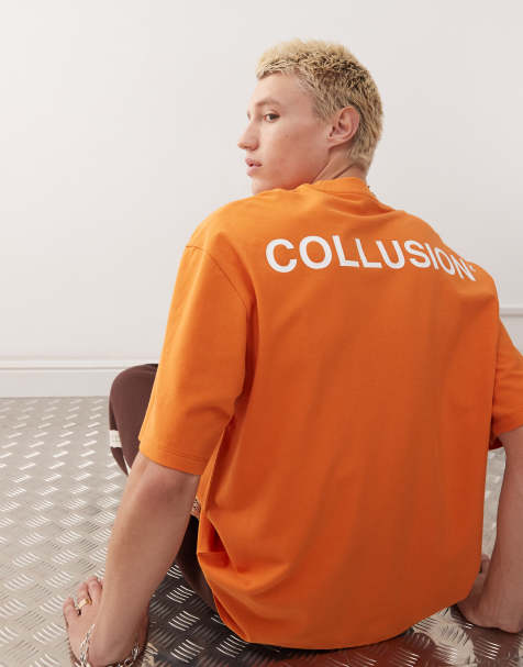 COLLUSION T-shirt with back print in burnt orange - view 1