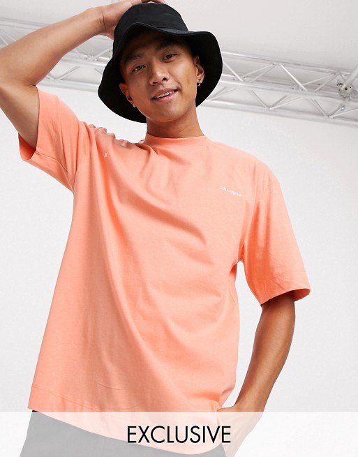 COLLUSION t-shirt with logo placement print in orange