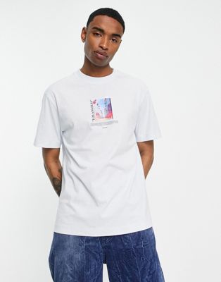 COLLUSION t-shirt with photographic text print in light blue