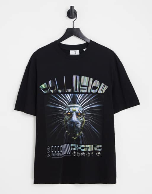 COLLUSION t-shirt with print in black
