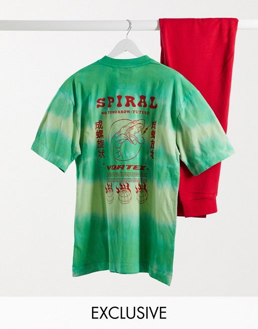 COLLUSION t-shirt with print in dip dye acid wash