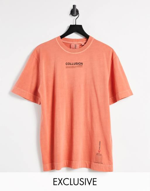 COLLUSION t-shirt with print in red acid wash | ASOS