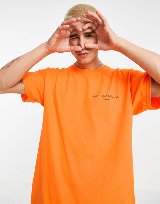 Men's High Visibility Long Sleeve T-shirt - Neon Orange, Large