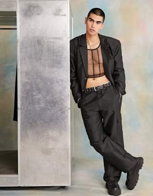 COLLUSION taffeta suit trousers in black co-ord - ASOS Price Checker