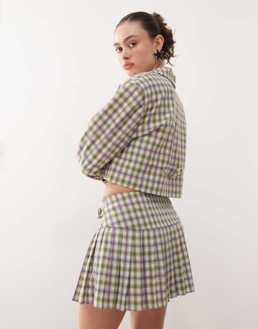 COLLUSION tailored 90s pleated mini skirt in check - part of a set, 3 of 5