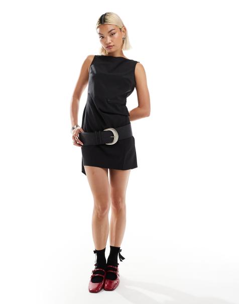 COLLUSION tailored asymmetric hem mini dress with zip detail - view 1
