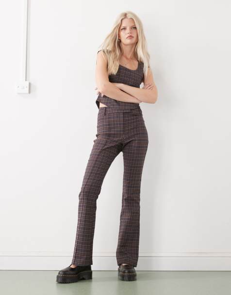 COLLUSION tailored bengaline flare pants in plaid - part of a set - view 1
