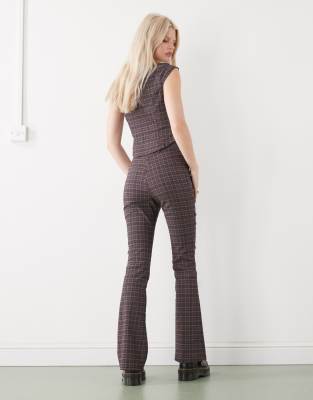 Collusion Tailored Bengaline Flare Pants In Blue