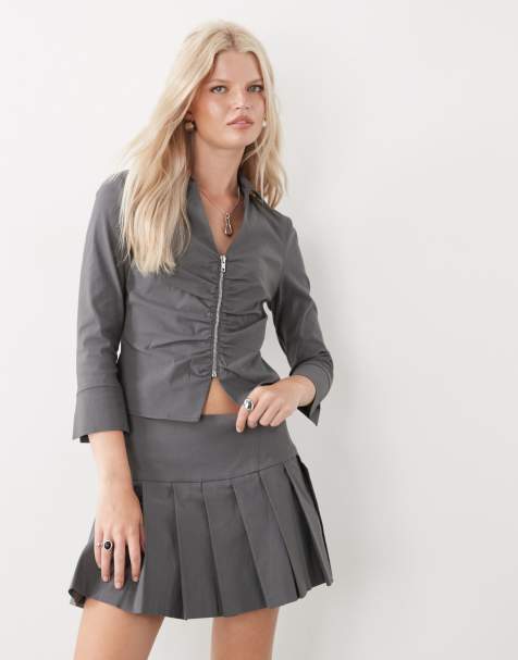 COLLUSION Tailored bengaline mini kilt co-ord in grey - view 1