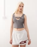 [Collusion] COLLUSION tailored buckle cami top in grey pinstripe 4 GREY