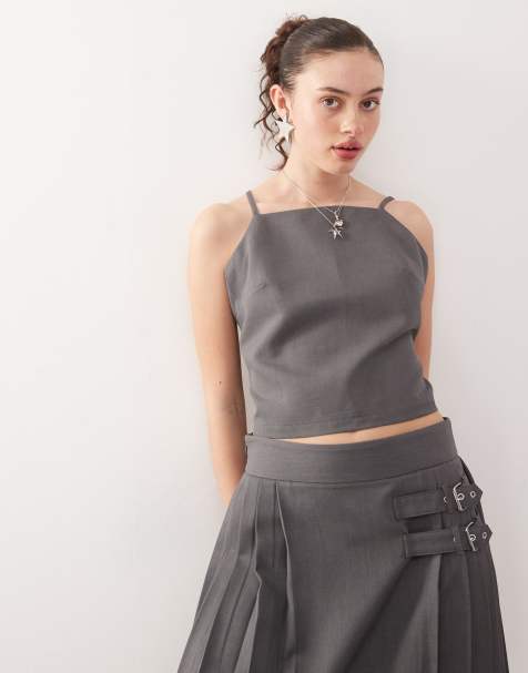 COLLUSION tailored cami top in gray - part of a set - view 1