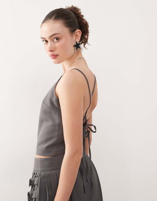 COLLUSION tailored cami top in gray - part of a set