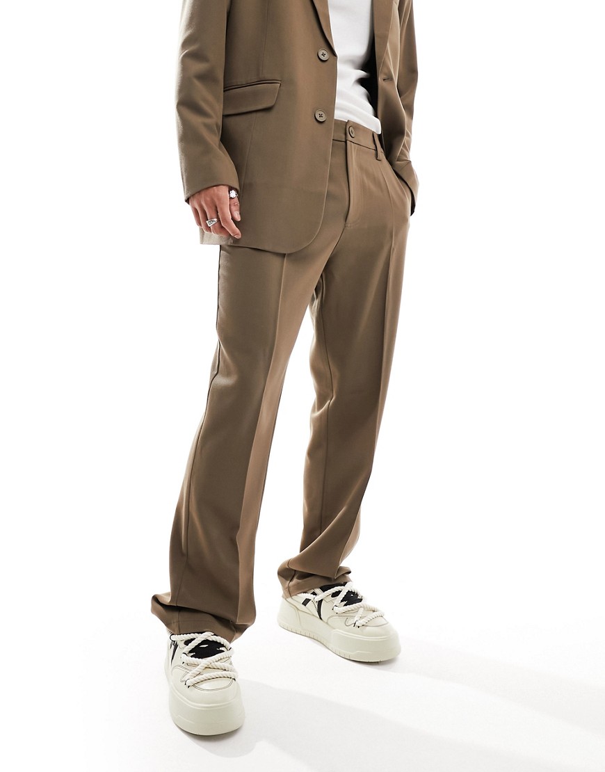 Collusion Tailored Cargo Pants In Khaki - Part Of A Set-black