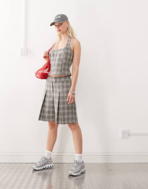 COLLUSION tailored co-ord check culotte in multi - view 1