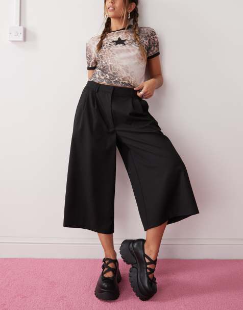 COLLUSION tailored culottes in black - view 1