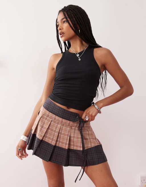 COLLUSION tailored double layer pleated skirt in grey