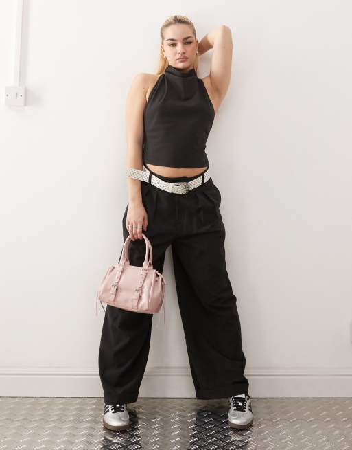 COLLUSION tailored drape pants in black - part of a set