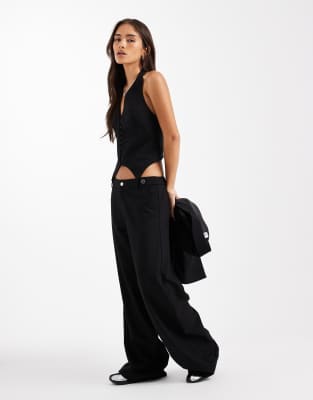 Collusion Tailored Fitted Vest Corset In Black