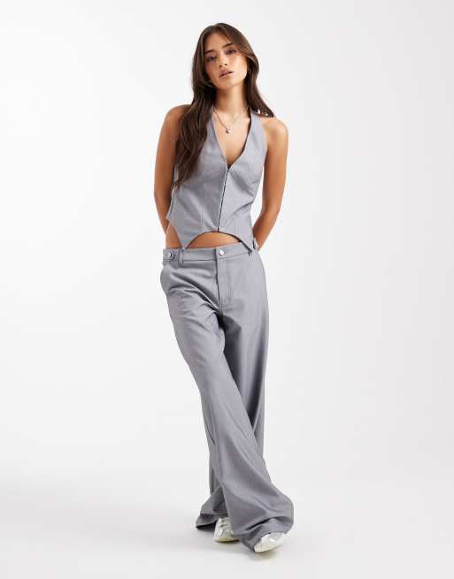 COLLUSION tailored fitted vest corset in charcoal, 2 of 4