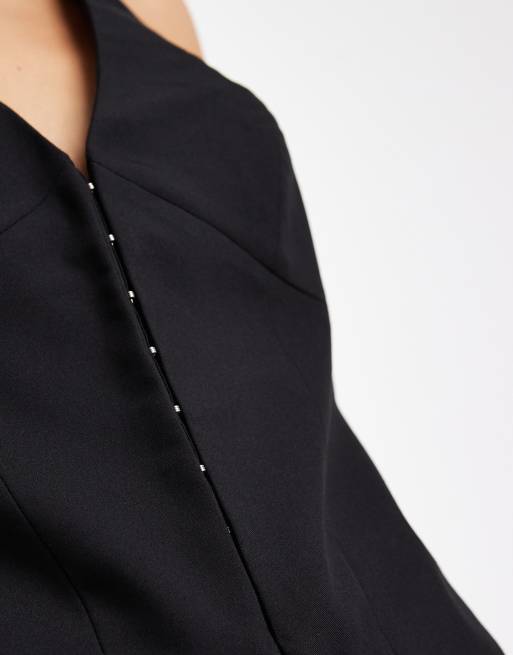 COLLUSION tailored fitted waistcoat corset in black, 3 of 4