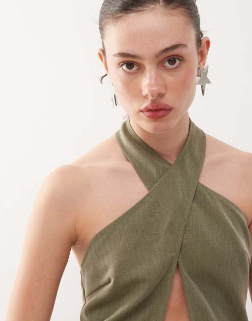 COLLUSION tailored halter top in gray - part of a set, 3 of 4