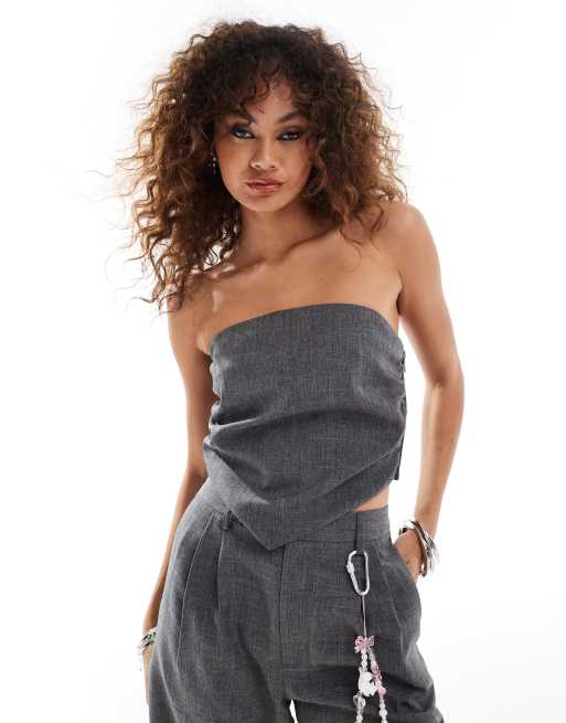 COLLUSION tailored hanky hem bandeau top (part of a set)