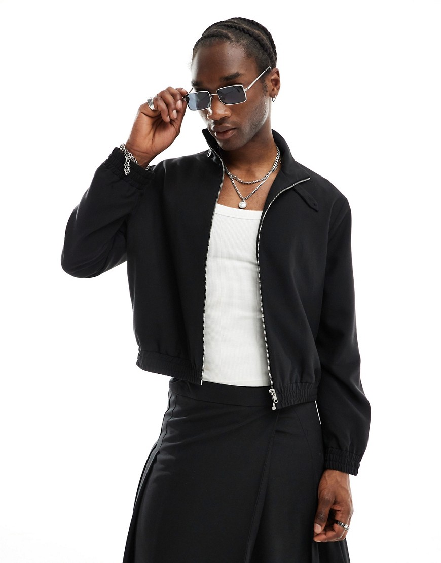 tailored harrington jacket in black - part of a set