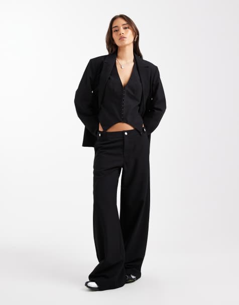 COLLUSION tailored low rise relaxed pants in black - view 1