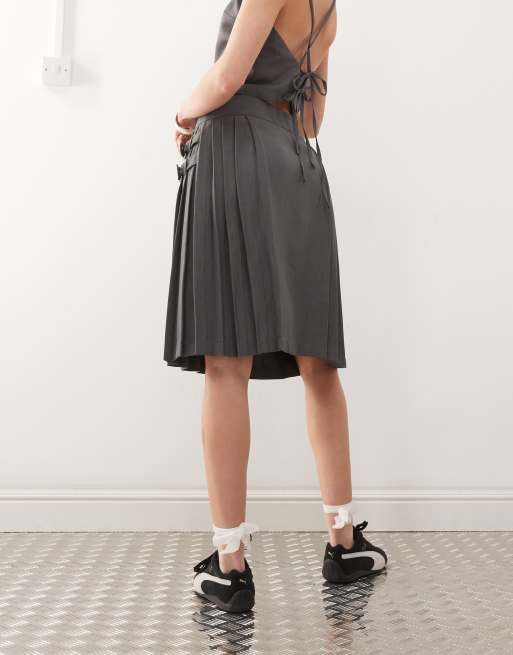 COLLUSION tailored midi kilt in gray - part of a set