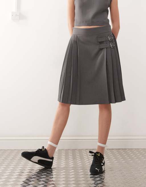 COLLUSION tailored midi kilt in gray - part of a set