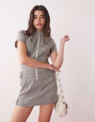 COLLUSION tailored mini skirt in mixed check-Multi